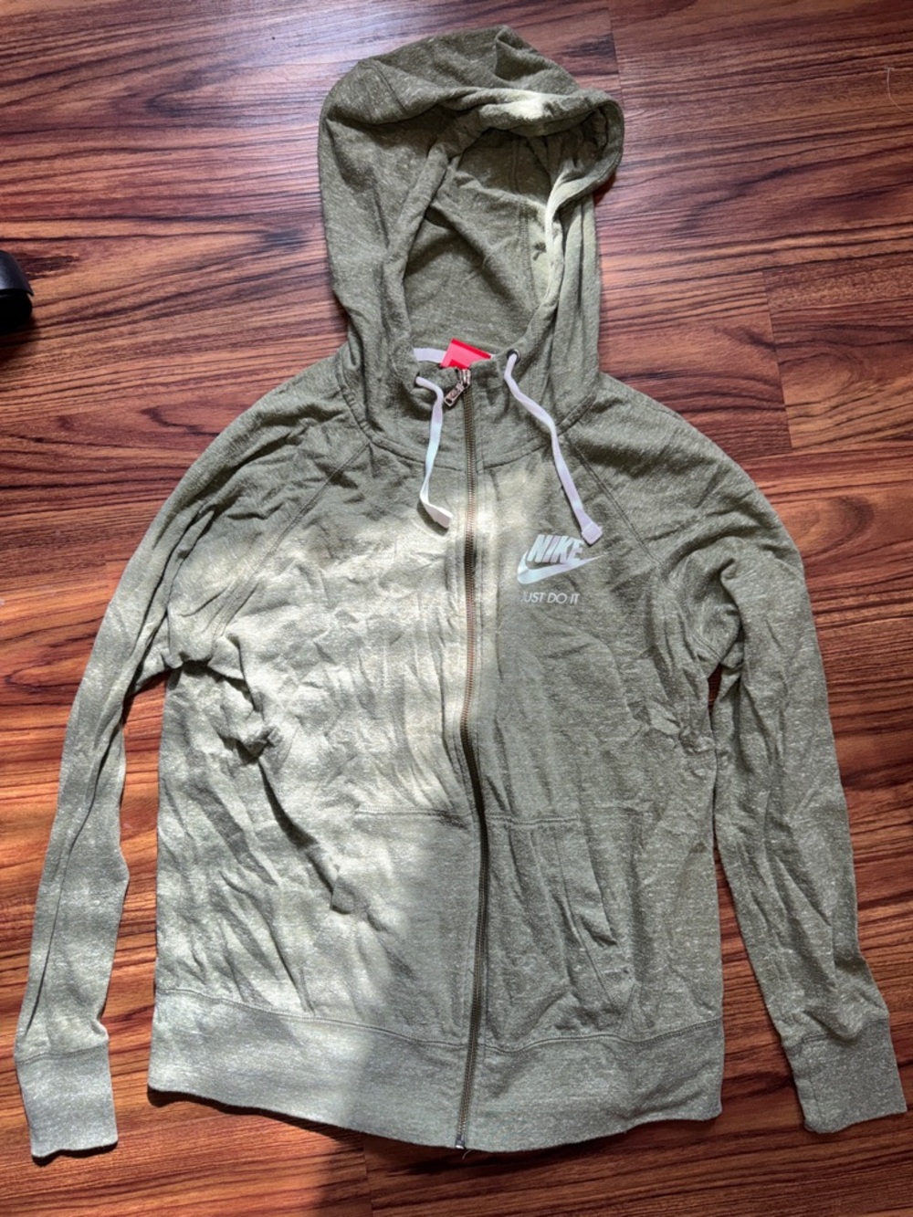 Nike Olive Zip Hooded Sweatshirt with White Logo
